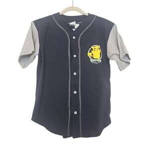 NWT Vintage Pokemon Pikachu Top Jersey Style Tee Youth Medium Cotton Made USA